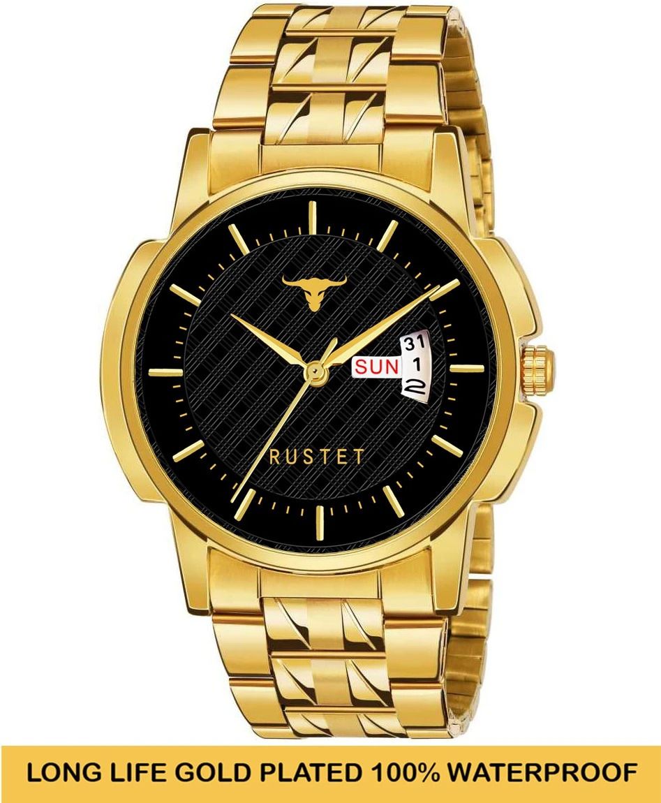 RUSTET LS3890 ORIGINAL GOLD PLATED DAY & DATE FUNCTIONING WATCH FOR BOYS Analog Watch - For Men