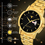 RUSTET LS3890 ORIGINAL GOLD PLATED DAY & DATE FUNCTIONING WATCH FOR BOYS Analog Watch - For Men