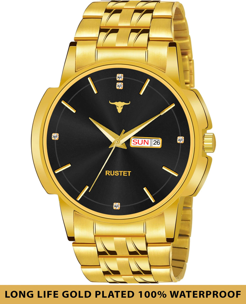 RUSTET LS4060 ORIGINAL GOLD PLATED DAY & DATE FUNCTIONING WATCH FOR BOYS Analog Watch - For Boys