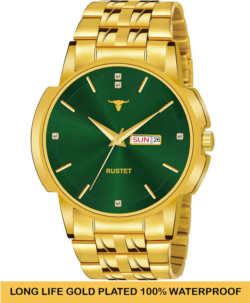 RUSTET LS4060 ORIGINAL GOLD PLATED DAY & DATE FUNCTIONING WATCH FOR BOYS Analog Watch - For Boys