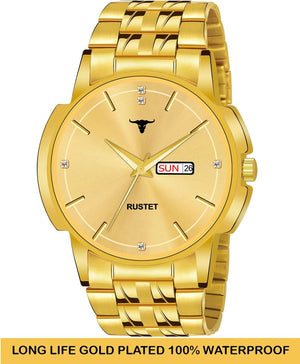 RUSTET LS4060 ORIGINAL GOLD PLATED DAY & DATE FUNCTIONING WATCH FOR BOYS Analog Watch - For Boys