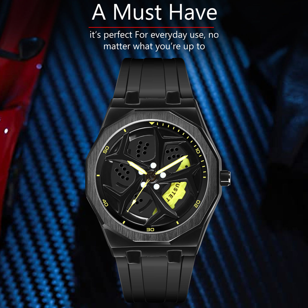 RUSTET New Wheels Rolling Creative Fashion Che Youhui League Fans Silicone Analog Watch - For Men