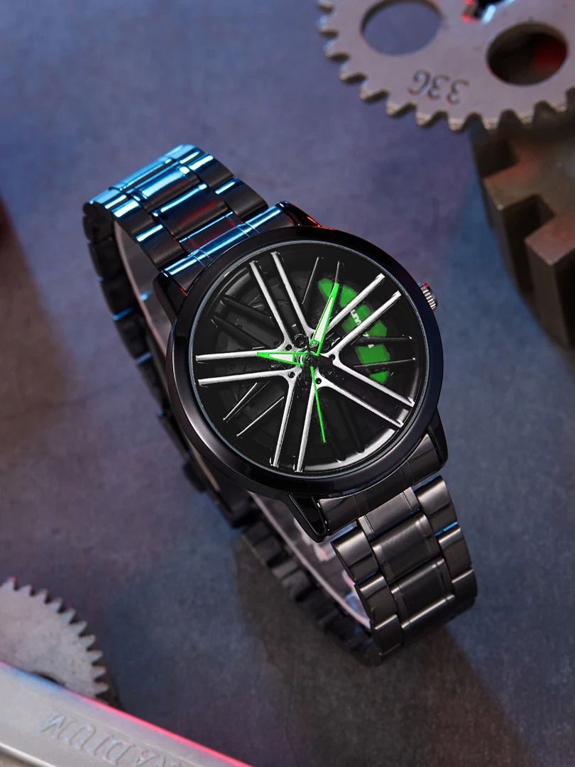 HMTM New Wheels Rolling Creative Fashion Che Youhui League Fans Butterfly Double Snap Analog Watch - For Men