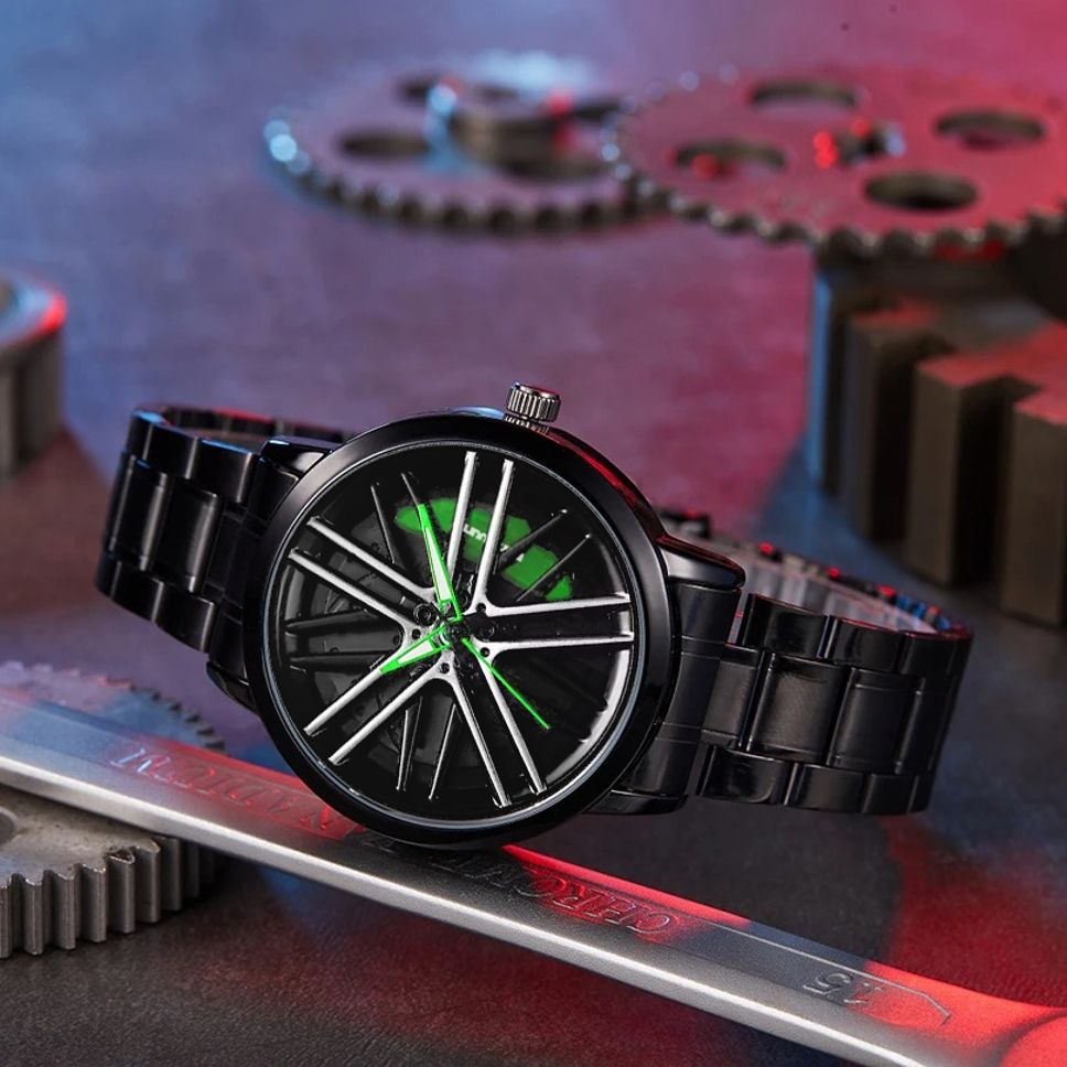 HMTM New Wheels Rolling Creative Fashion Che Youhui League Fans Butterfly Double Snap Analog Watch - For Men