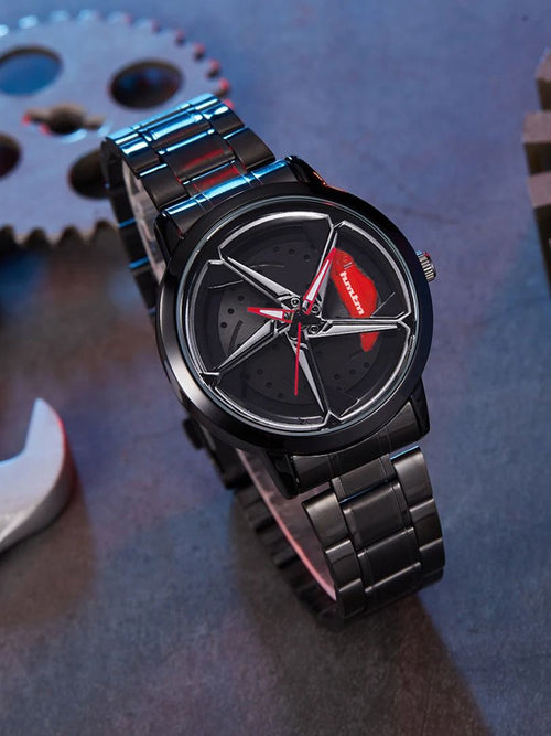 HMTM New Wheels Rolling Creative Fashion Che Youhui League Fans Butterfly Double Snap Analog Watch - For Men