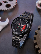 HMTM New Wheels Rolling Creative Fashion Che Youhui League Fans Butterfly Double Snap Analog Watch - For Men