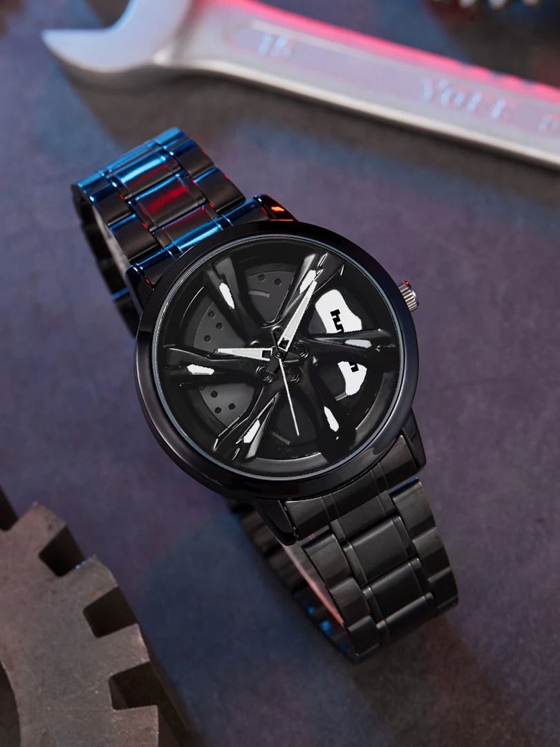 HMTM New Wheels Rolling Creative Fashion Che Youhui League Fans Butterfly Double Snap Analog Watch - For Men