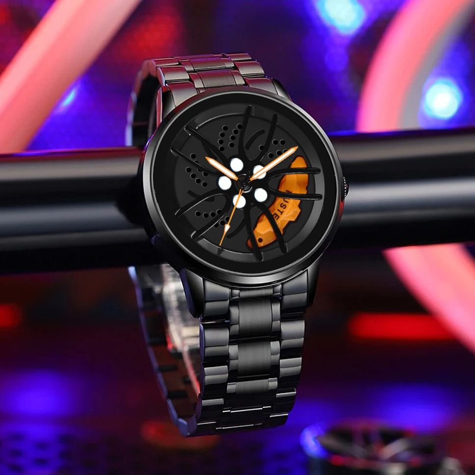 HMTM New Wheels Rolling Creative Fashion Che Youhui League Fans Butterfly Double Snap Analog Watch - For Men