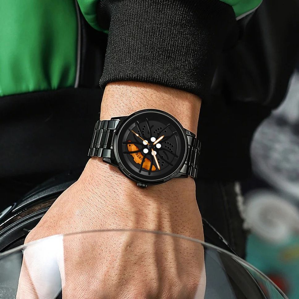 HMTM New Wheels Rolling Creative Fashion Che Youhui League Fans Butterfly Double Snap Analog Watch - For Men