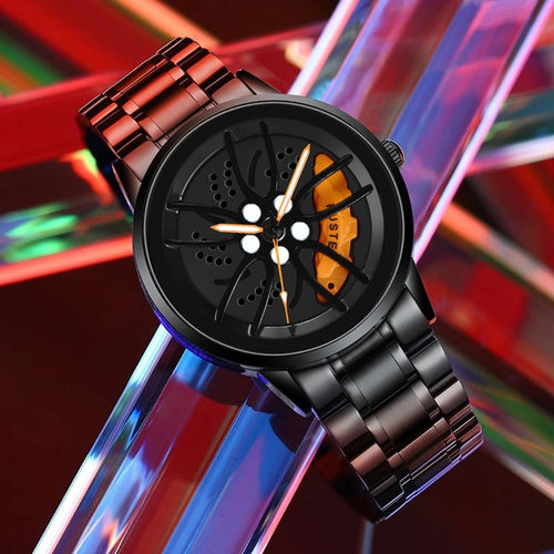 HMTM New Wheels Rolling Creative Fashion Che Youhui League Fans Butterfly Double Snap Analog Watch - For Men