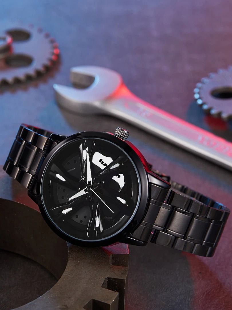 HMTM New Wheels Rolling Creative Fashion Che Youhui League Fans Butterfly Double Snap Analog Watch - For Men