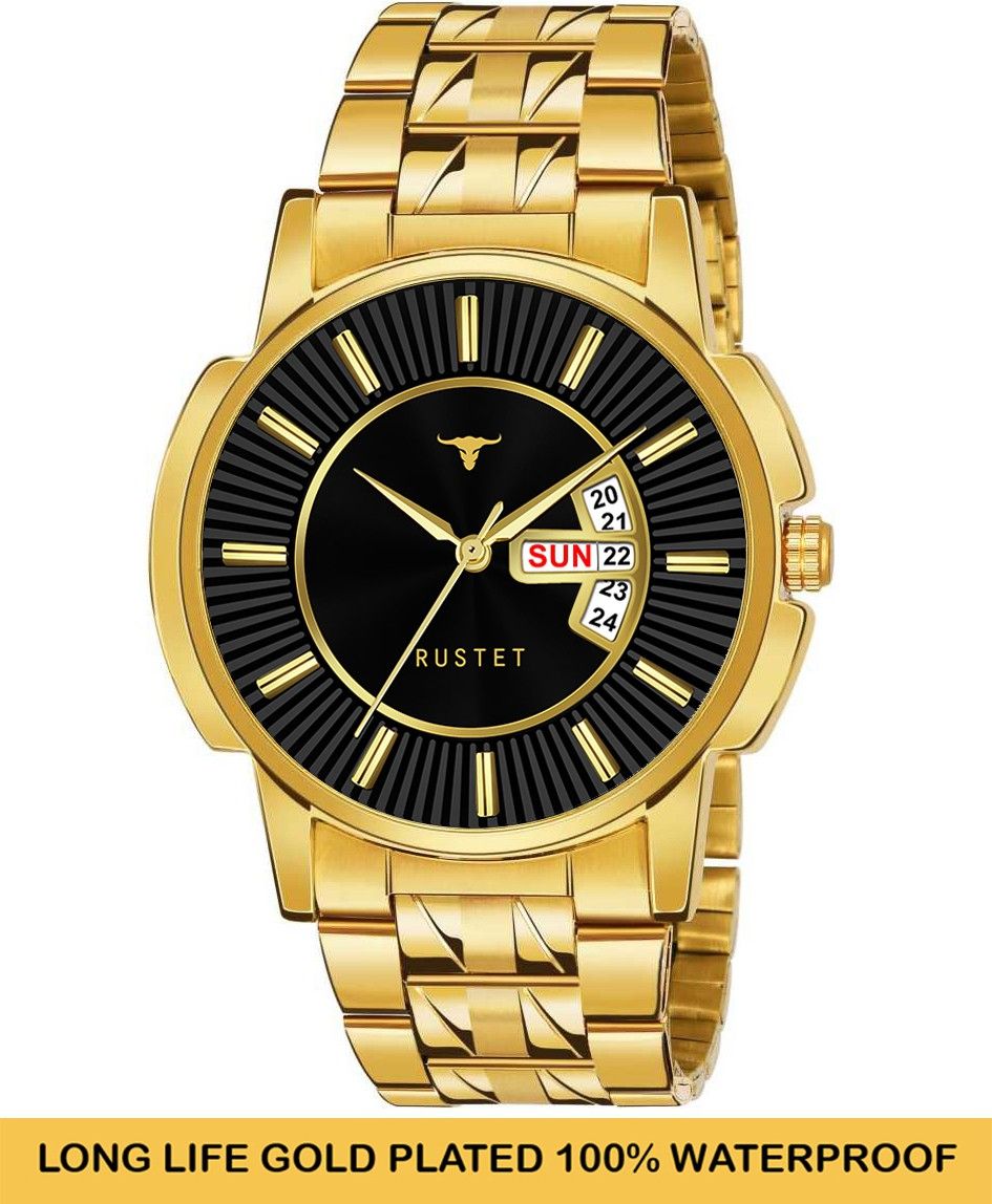 RUSTET RSTET-7008 ORIGINAL GOLD PLATED DAY & DATE FUNCTIONING WATCH FOR BOYS Analog Watch - For Men