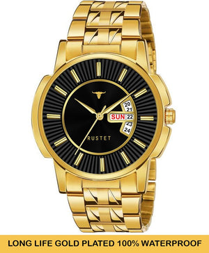 RUSTET RSTET-7008 ORIGINAL GOLD PLATED DAY & DATE FUNCTIONING WATCH FOR BOYS Analog Watch - For Men