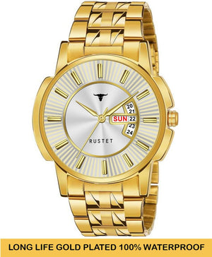 RUSTET RSTET-7008 ORIGINAL GOLD PLATED DAY & DATE FUNCTIONING WATCH FOR BOYS Analog Watch - For Men