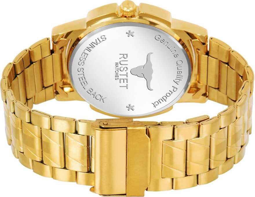 RUSTET RSTET-7008 ORIGINAL GOLD PLATED DAY & DATE FUNCTIONING WATCH FOR BOYS Analog Watch - For Men