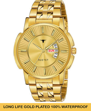 RUSTET RSTET-7008 ORIGINAL GOLD PLATED DAY & DATE FUNCTIONING WATCH FOR BOYS Analog Watch - For Men