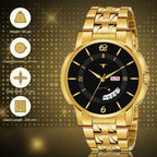 RUSTET RSTET-LS3062 ORIGINAL GOLD PLATED DAY & DATE FUNCTION WATCH FOR BOYS Analog Watch - For Men
