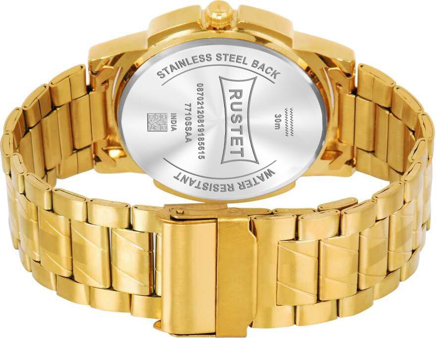 RUSTET LS4060 ORIGINAL GOLD PLATED DAY & DATE FUNCTIONING WATCH FOR BOYS Analog Watch - For Boys