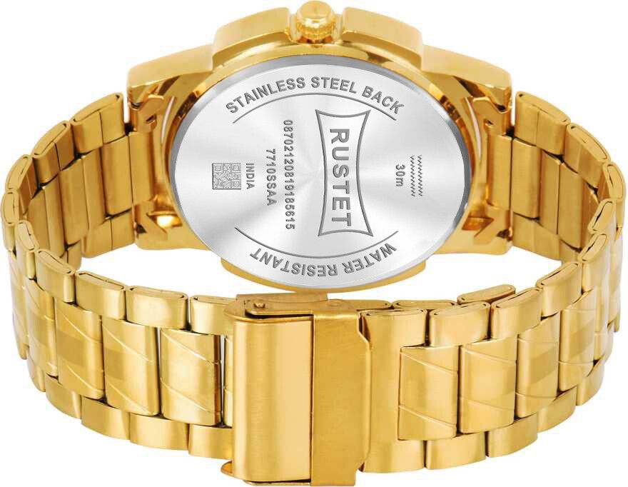 RUSTET RSTET-LS4010 ORIGINAL GOLD PLATED DAY & DATE FUNCTION WATERPROOF WATCH FOR BOYS Analog Watch - For Boys