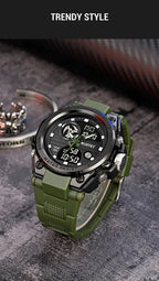 RUSTET Sports Watch with PU Strap 5 ATM Waterproof Analog-Digital Watch - For Men