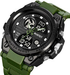 RUSTET Sports Watch with PU Strap 5 ATM Waterproof Analog-Digital Watch - For Men