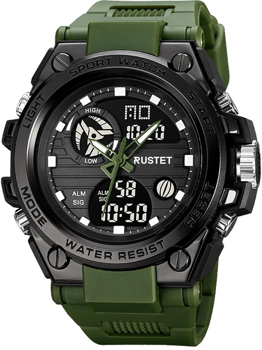 RUSTET Sports Watch with PU Strap 5 ATM Waterproof Analog-Digital Watch - For Men