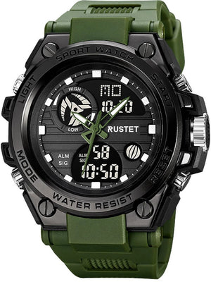 RUSTET Sports Watch with PU Strap 5 ATM Waterproof Analog-Digital Watch - For Men