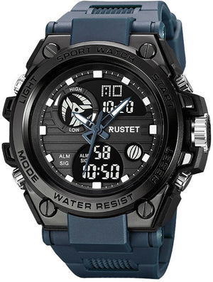 RUSTET Sports Watch with PU Strap 5 ATM Waterproof Analog-Digital Watch - For Men