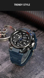 RUSTET Sports Watch with PU Strap 5 ATM Waterproof Analog-Digital Watch - For Men