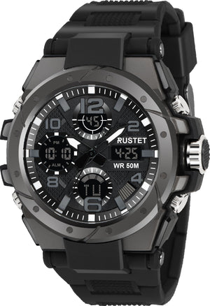 RUSTET 2145 Sports Watch with PU Strap 5 ATM Waterproof Analog-Digital Watch - For Men
