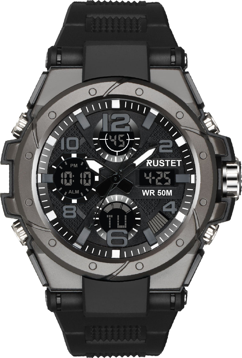 RUSTET 2145 Sports Watch with PU Strap 5 ATM Waterproof Analog-Digital Watch - For Men