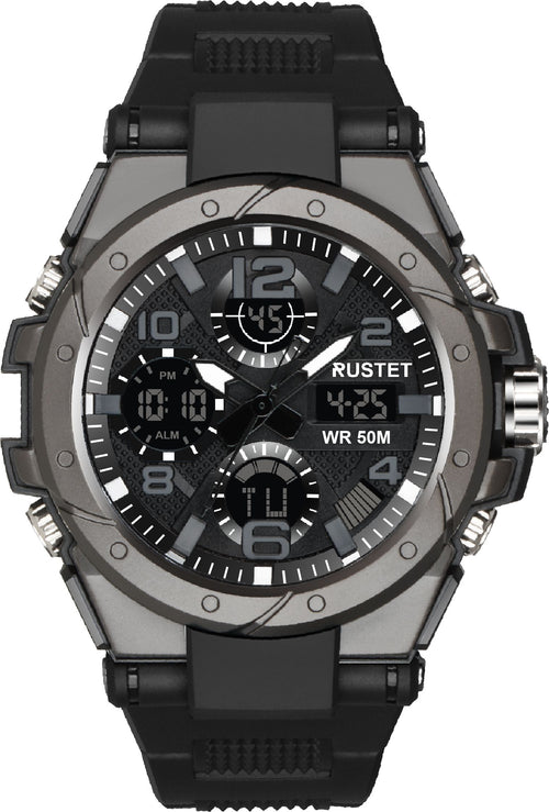 RUSTET 2145 Sports Watch with PU Strap 5 ATM Waterproof Analog-Digital Watch - For Men