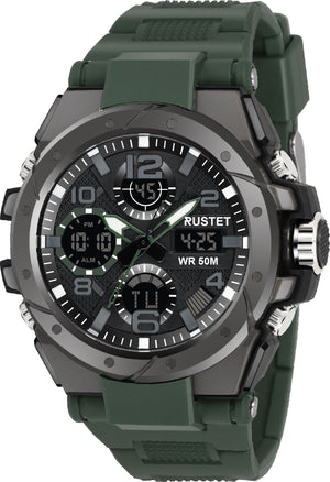 RUSTET 2145 Sports Watch with PU Strap 5 ATM Waterproof Analog-Digital Watch - For Men