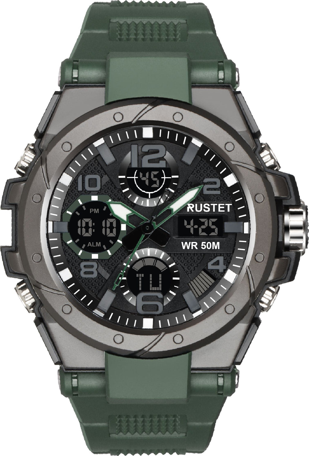RUSTET 2145 Sports Watch with PU Strap 5 ATM Waterproof Analog-Digital Watch - For Men