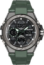 RUSTET 2145 Sports Watch with PU Strap 5 ATM Waterproof Analog-Digital Watch - For Men