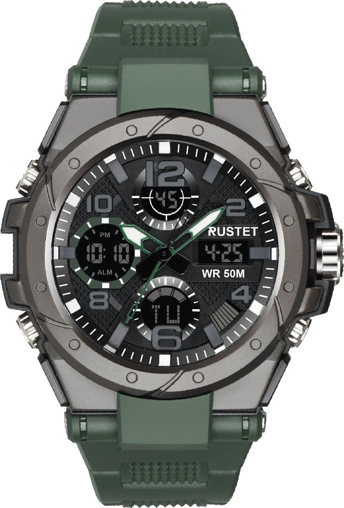 RUSTET 2145 Sports Watch with PU Strap 5 ATM Waterproof Analog-Digital Watch - For Men