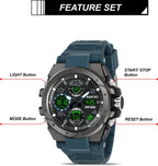 RUSTET Sports Watch with PU Strap 5 ATM Waterproof Analog-Digital Watch - For Men