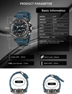 RUSTET Sports Watch with PU Strap 5 ATM Waterproof Analog-Digital Watch - For Men