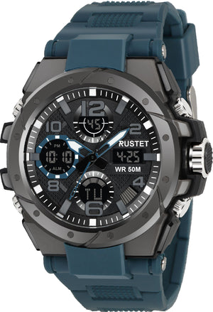 RUSTET Sports Watch with PU Strap 5 ATM Waterproof Analog-Digital Watch - For Men