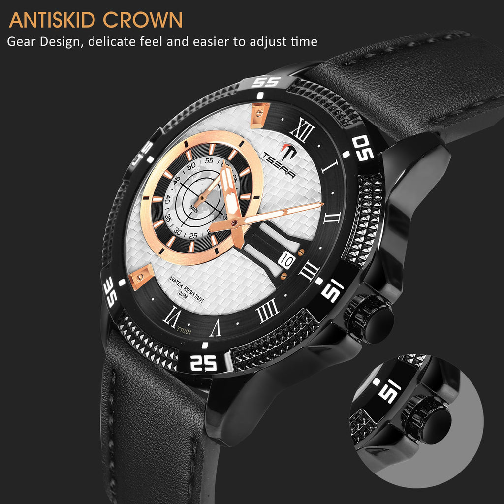 TSERA T1001L-B-S-B Multifunction 3ATM Water Resistant Analog Watch - For Men