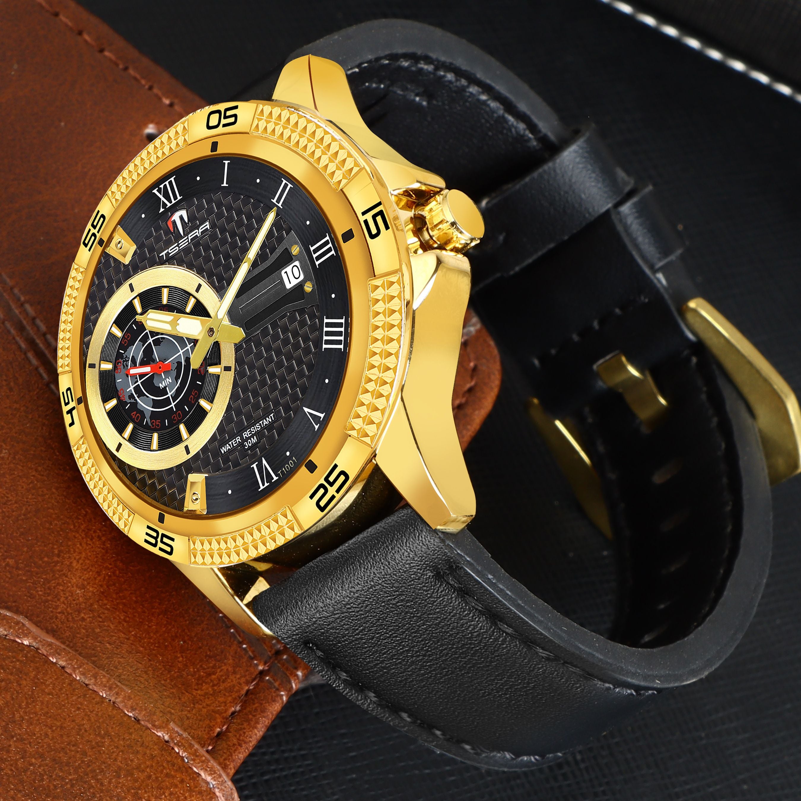 TSERA T1001L-G-B-B Multifunction 3ATM Water Resistant Analog Watch - For Men