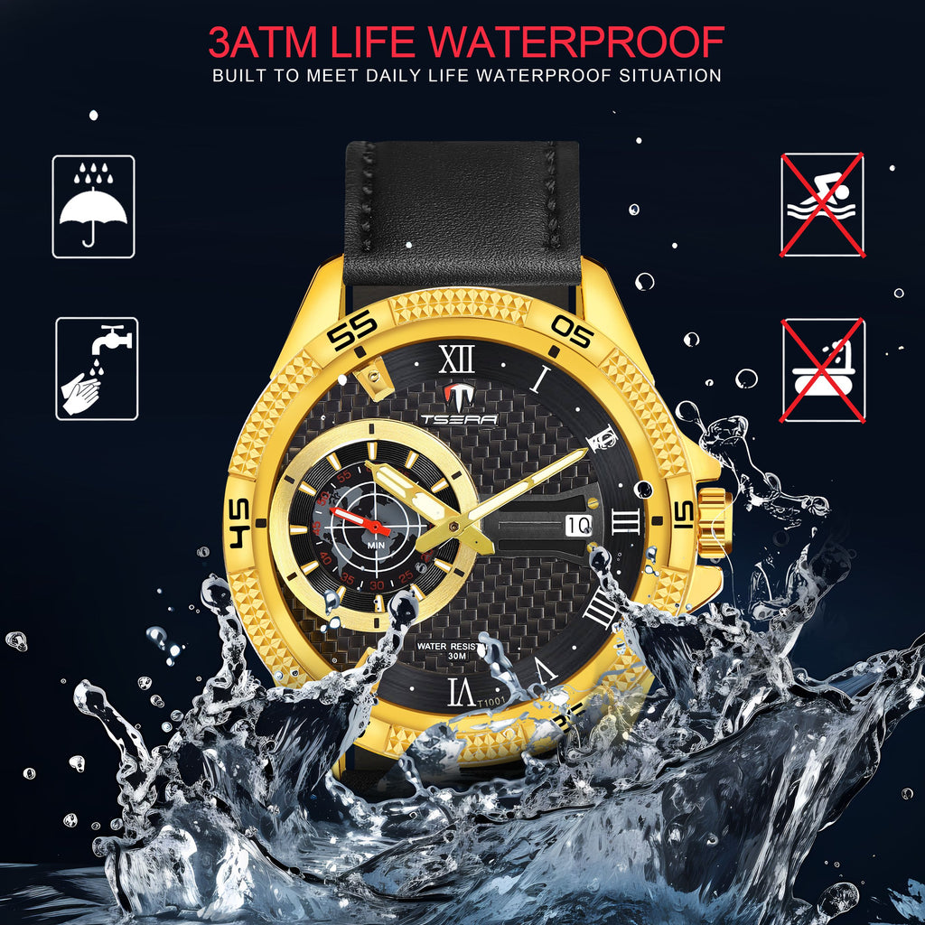 TSERA T1001L-G-B-B Multifunction 3ATM Water Resistant Analog Watch - For Men