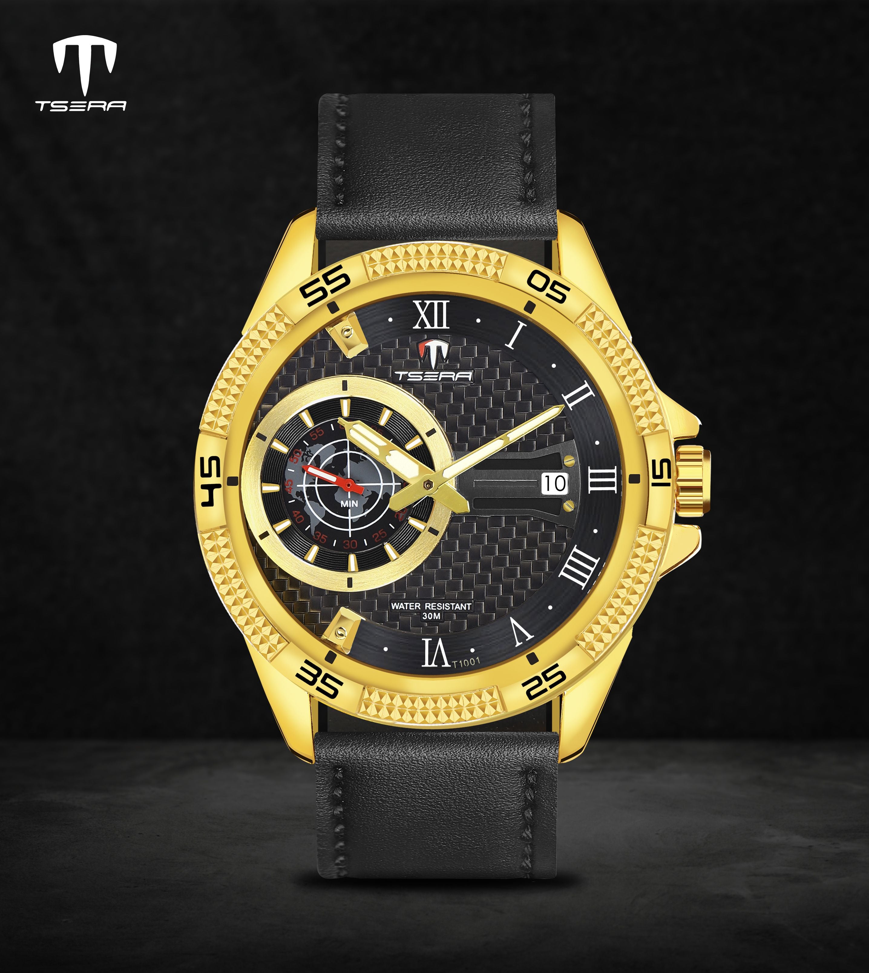 TSERA T1001L-G-B-B Multifunction 3ATM Water Resistant Analog Watch - For Men