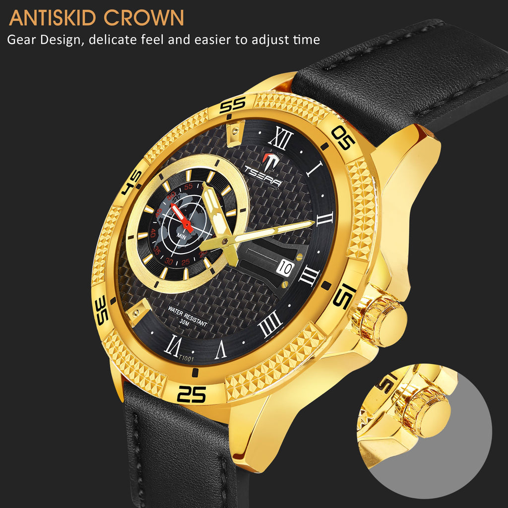 TSERA T1001L-G-B-B Multifunction 3ATM Water Resistant Analog Watch - For Men