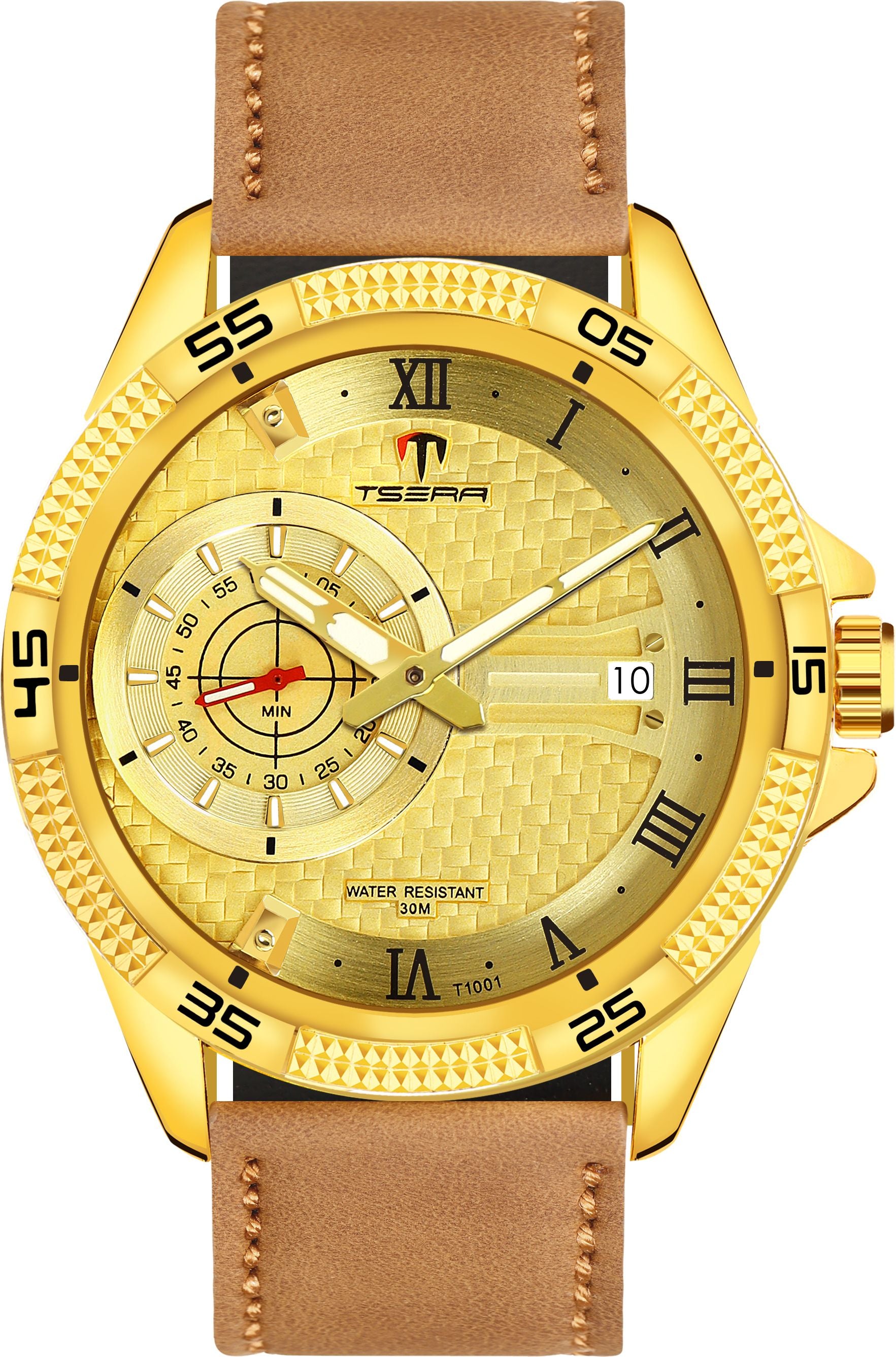 TSERA T1001L-G-G-BRN Multifunction 3ATM Water Resistant Analog Watch - For Men