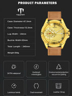 TSERA T1001L-G-G-BRN Multifunction 3ATM Water Resistant Analog Watch - For Men