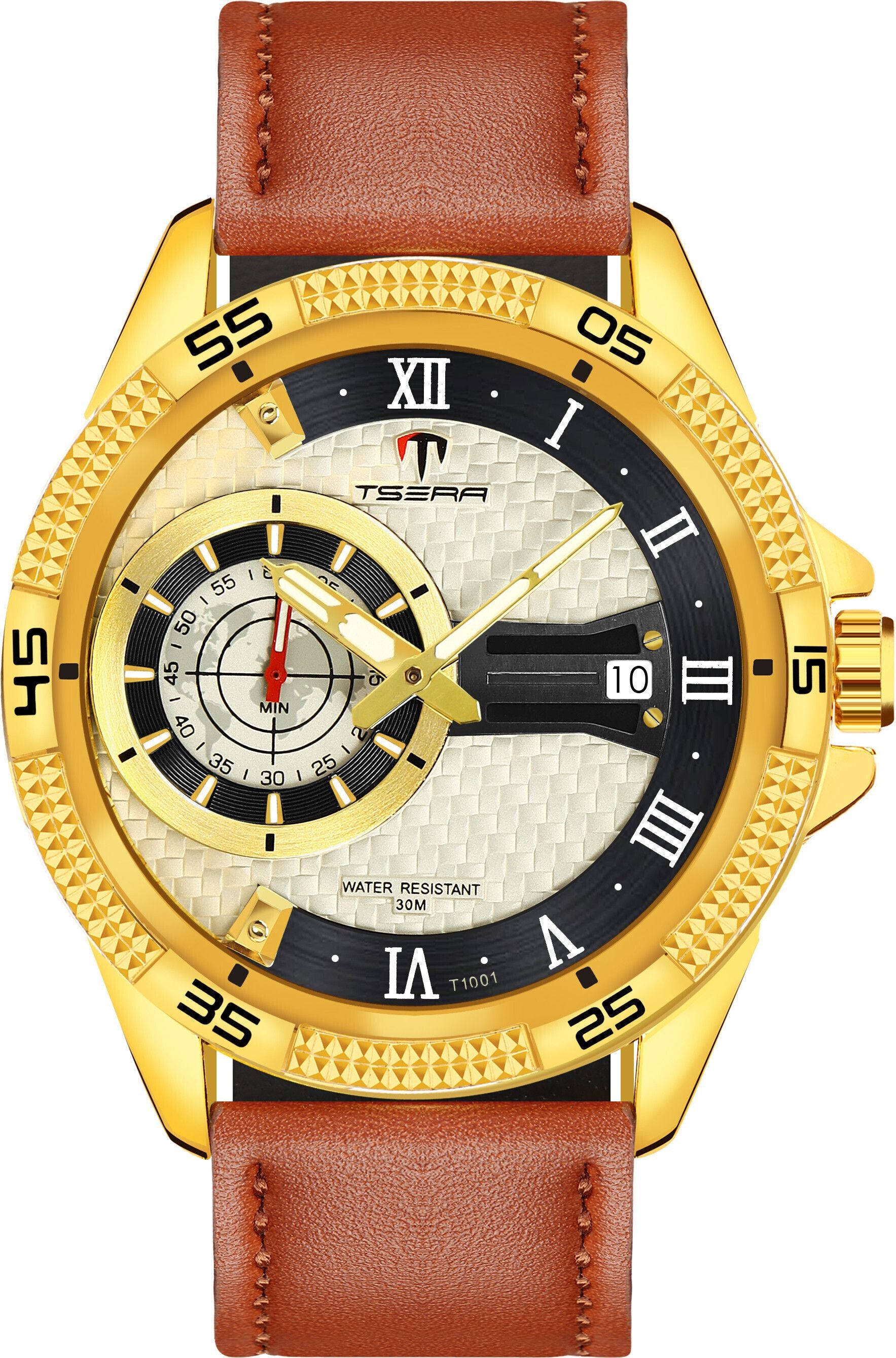 TSERA T1001L-G-S-BN Multifunction 3ATM Water Resistant Analog Watch - For Men