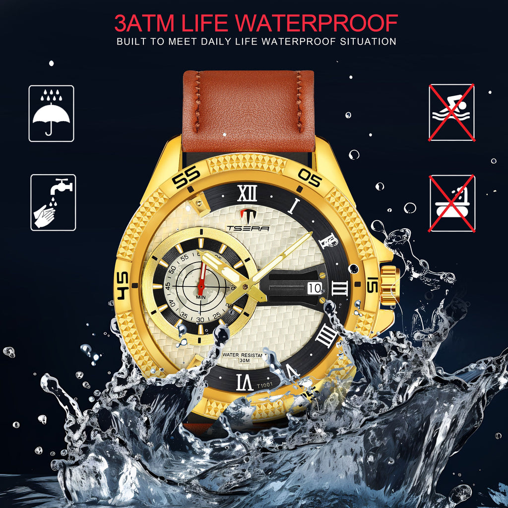 TSERA T1001L-G-S-BN Multifunction 3ATM Water Resistant Analog Watch - For Men