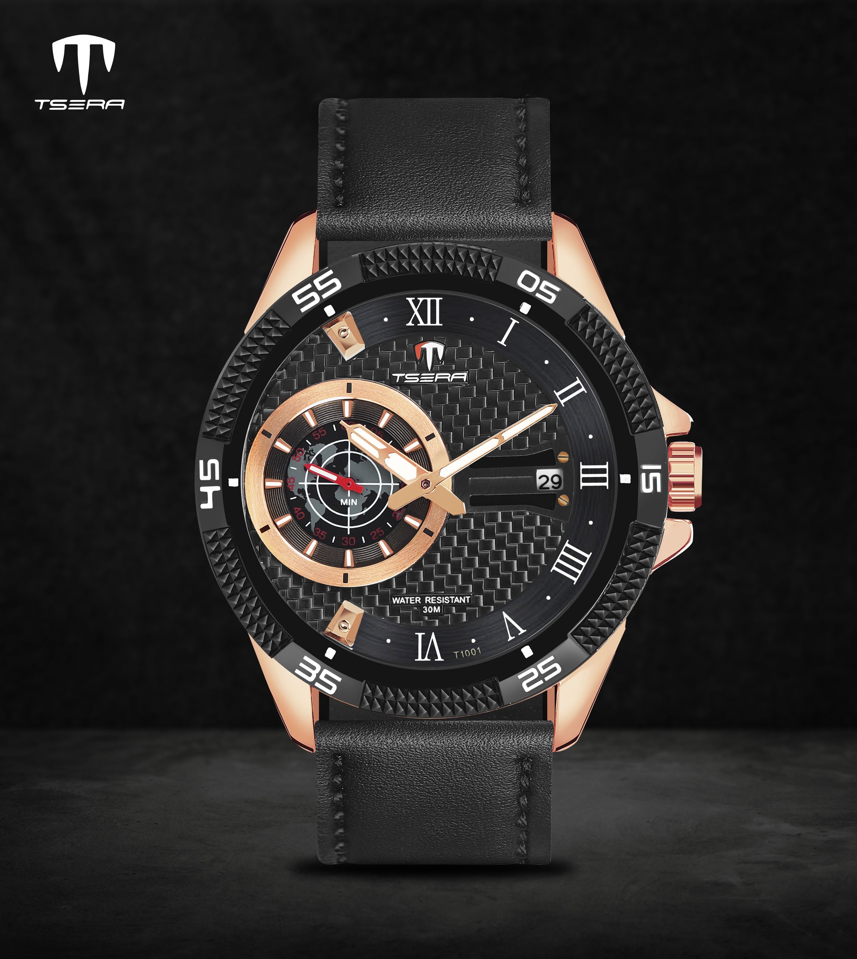 TSERA T1001L-RG-B-BMultifunction 3ATM Water Resistant Analog Watch - For Men