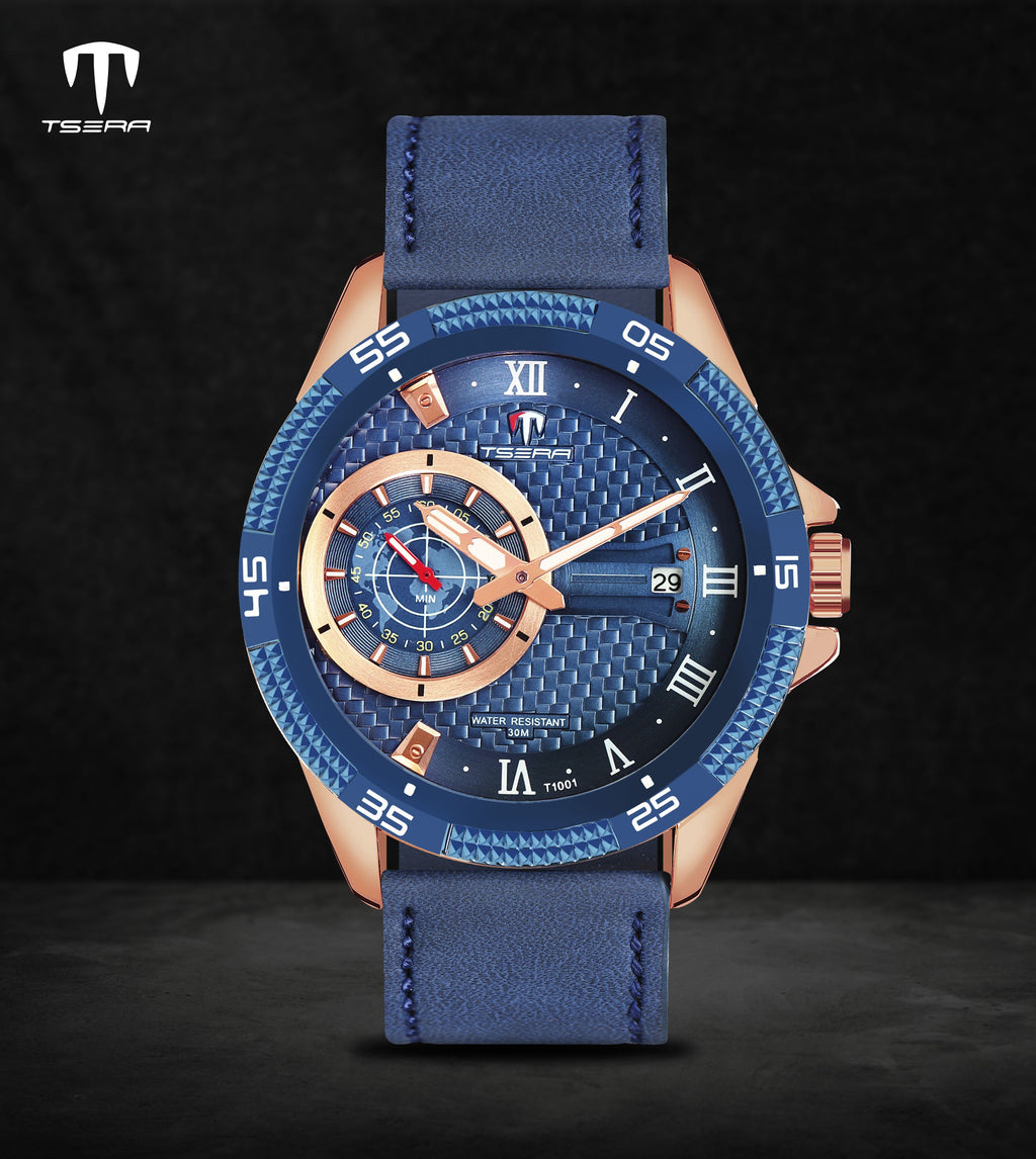 TSERA T1001L-RG-BL-BL Multifunction 3ATM Water Resistant Analog Watch - For Men